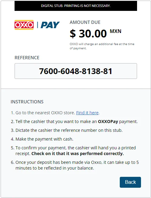 Método de pago OXXO para depósitos en casino